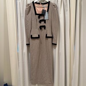 ANTONIO MELANI x Born on Fifth - Houndstooth Dress with Black Velvet Trim